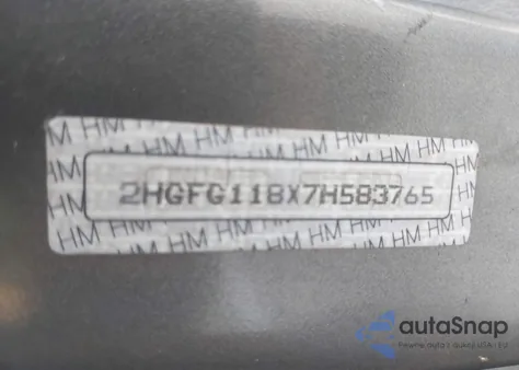 2007 Honda Civic Ex from USA, damaged, VIN 2HGFG118X7H583765